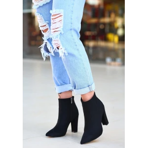 Loora Siyah Süet Topuklu Bot