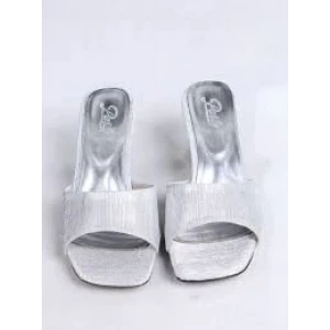 Luart Gümüş Simli Topuklu Terlik