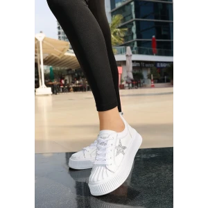 Piata Beyaz Cilt Bağcıklı Spor Ayakkabı