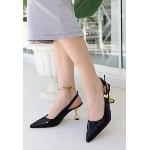 Zalin Siyah Rugan Topuklu Ayakkabı