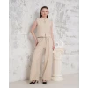 Broşlu yelek pantolon takım bej s255821