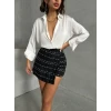 İki düğmeli ch kumaş şort etek siyah h26414