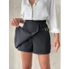 Kadın tokalı şort etek siyah s25449