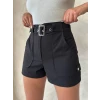 Kemer detaylı gabardin şort siyah s25289