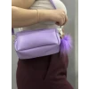 Ponpon mor cilt çanta