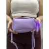 Ponpon mor cilt çanta