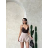 Valonlu fırfırlı şort bej s24683