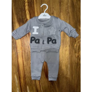 3-12 aylık üçlü kolej ceketli takım gri