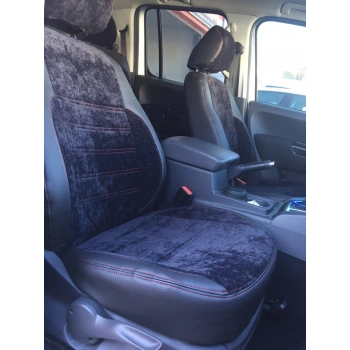 VW Amarok Orta Kumaş Siyah Kadife- Kenarlar Maldive Deri