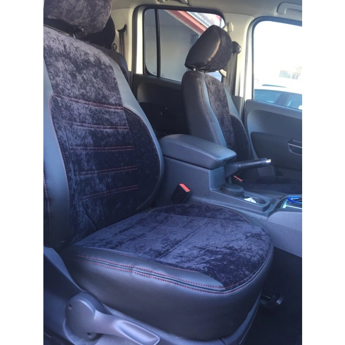 VW Amarok Orta Kumaş Siyah Kadife- Kenarlar Maldive Deri