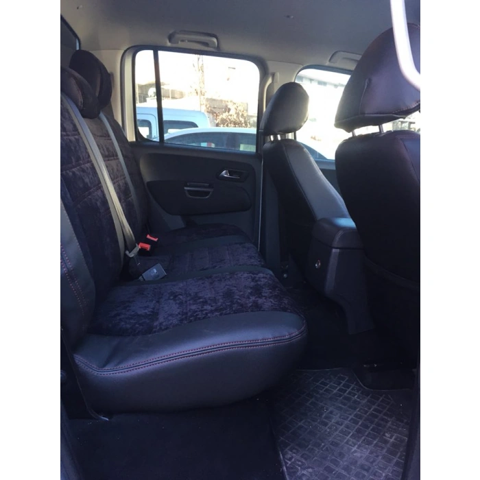 VW Amarok Orta Kumaş Siyah Kadife- Kenarlar Maldive Deri