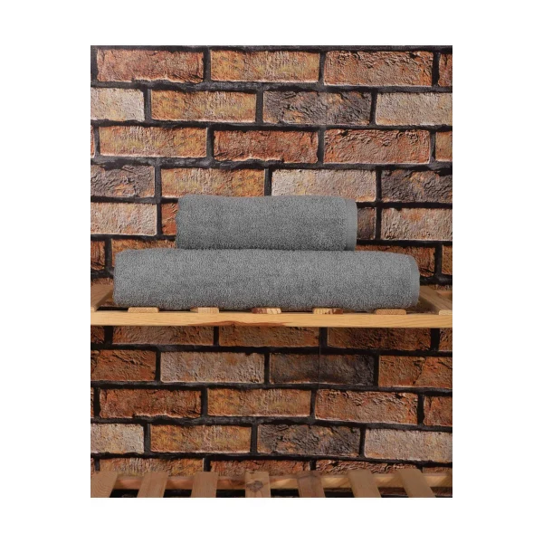 2 Parça %100 Pamuklu Soft Lüx Banyo Havlu Seti Gri