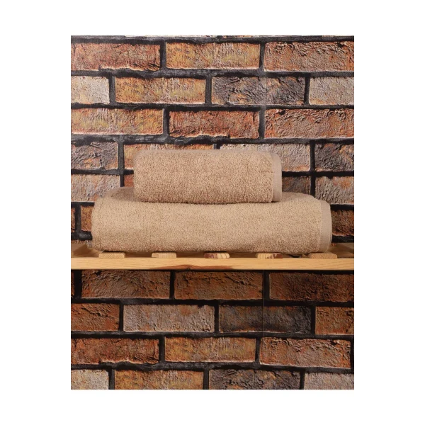 2 Parça %100 Pamuklu Soft Lüx Banyo Havlu Seti Kahve