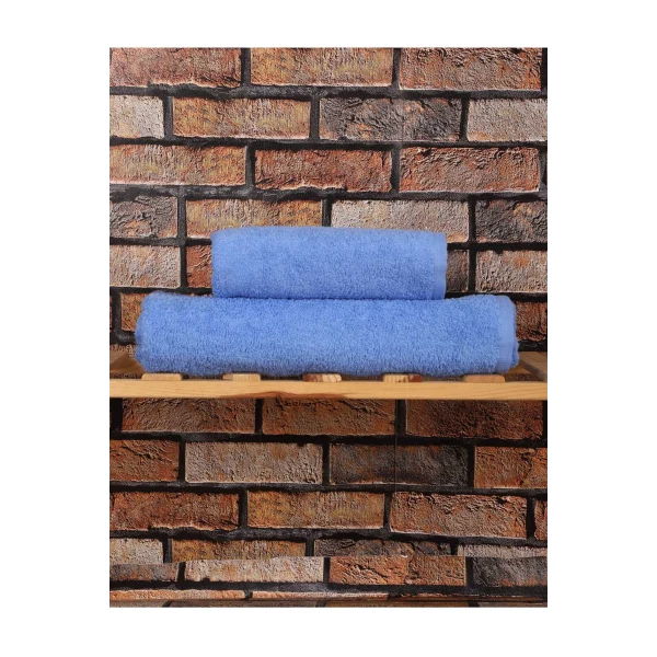 2 Parça %100 Pamuklu Soft Lüx Banyo Havlu Seti Mavi