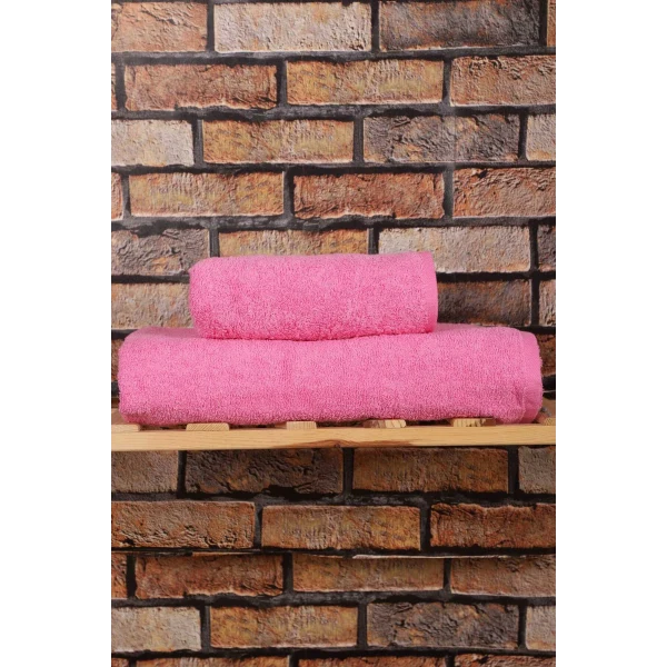 2 Parça %100 Pamuklu Soft Lüx Banyo Havlu Seti Pembe