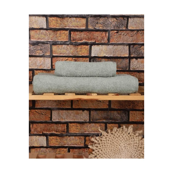 2 Parça %100 Pamuklu Soft Lüx Banyo Havlu Seti Yeşil