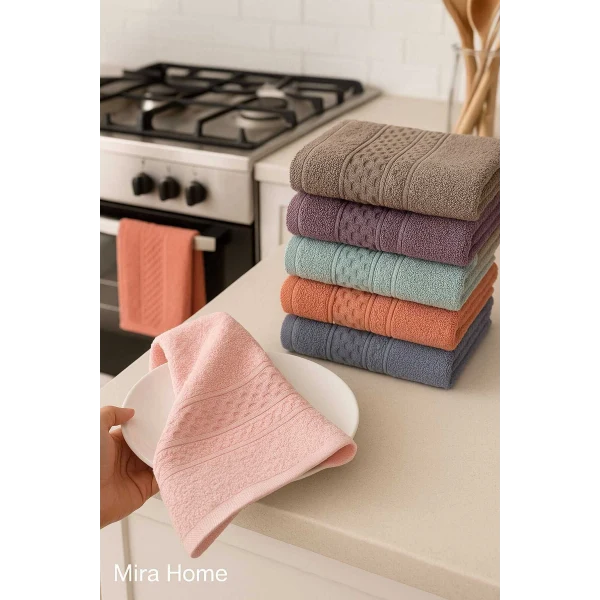 6 Parça Mutfak Havlusu Seti %100 Pamuklu Begüm