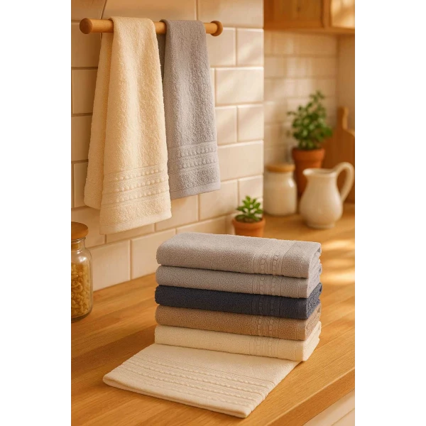 6 Parça Mutfak Havlusu Seti %100 Pamuklu Özlem