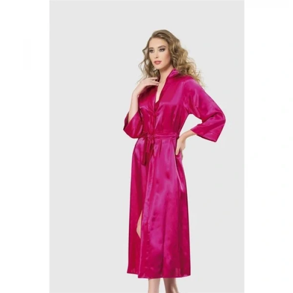 Arias Closet Vişne Uzun Saten Sabahlık