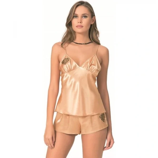 Arias Closet Gold Saten Babydoll Şort Takımı