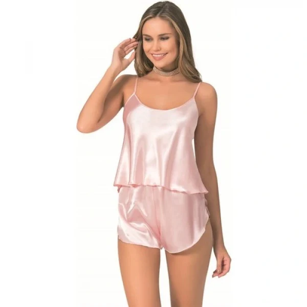 Arias Closet Somon Saten Babydoll Şort Takımı