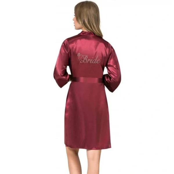 Arias Closet Bordo Kısa Saten Bride Sabahlık