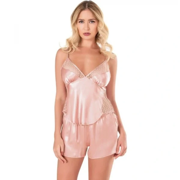 Arias Closet Koyu Pudra Saten Babydoll Şort Takımı