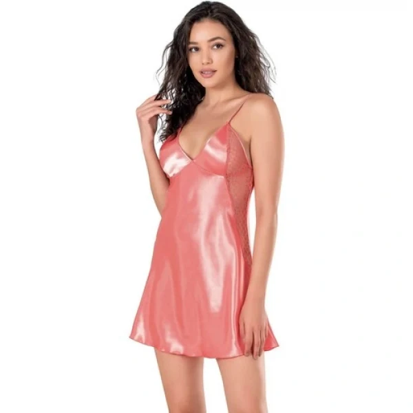 Arias Closet Mercan Kısa Saten Gecelik