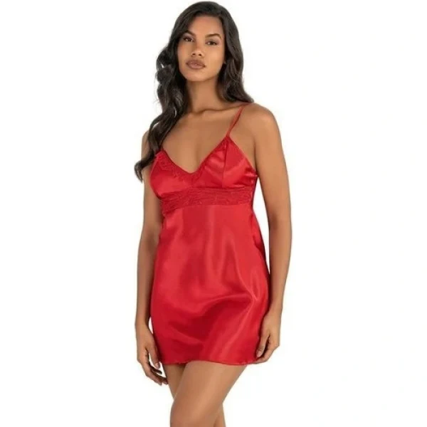 Arias Closet Kırmızı Kısa Saten Gecelik