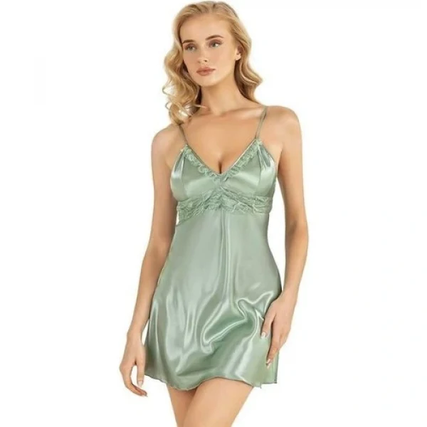 Arias Closet Su Yeşili Kısa Saten Gecelik