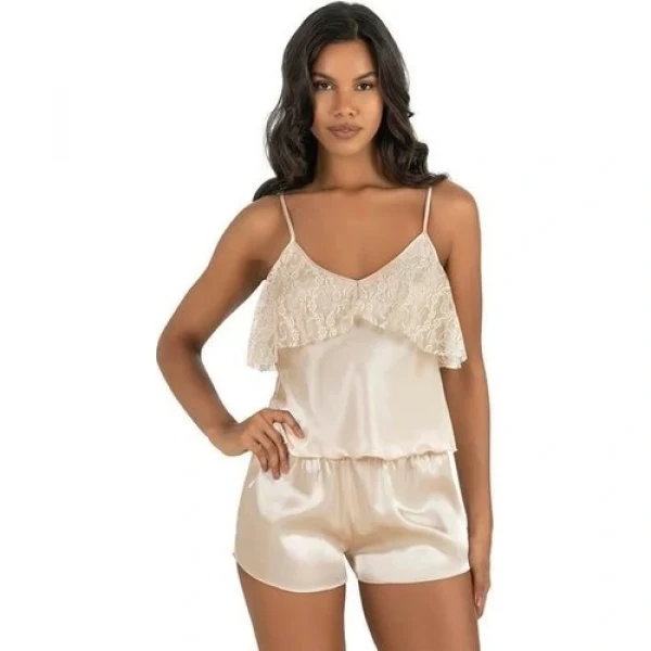 Arias Closet Fildişi Saten Şort Takımı 9214