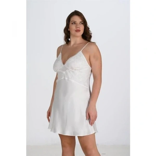 Arias Closet Büyük Beden 2li Ekru Sabahlık Takımı Bigsize