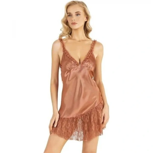 Arias Closet Bakır Kısa Saten Gecelik 8238