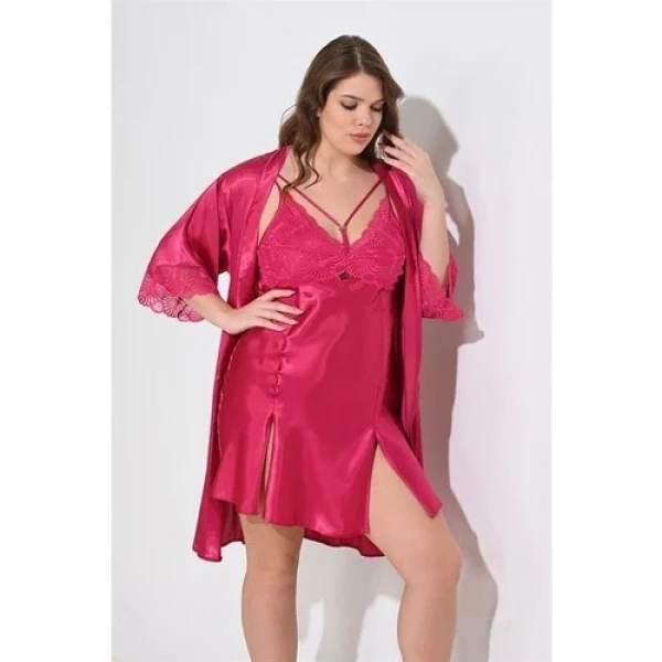 Arias Closet 2li Vişne Sabahlık Takımı Bigsize 6212