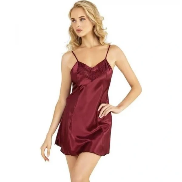Arias Closet Bordo Kısa Saten Gecelik 8231