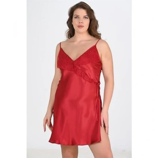 Arias Closet Büyük Beden Bordo Gecelik 2107