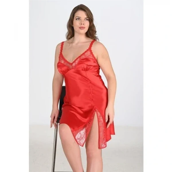 Arias Closet Büyük Beden Kırmızı Gecelik 2102