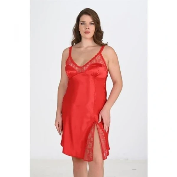 Arias Closet Büyük Beden Kırmızı Gecelik 2102