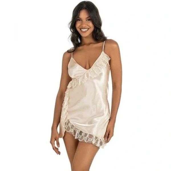 Arias Closet Fildişi Kısa Saten Gecelik 8229