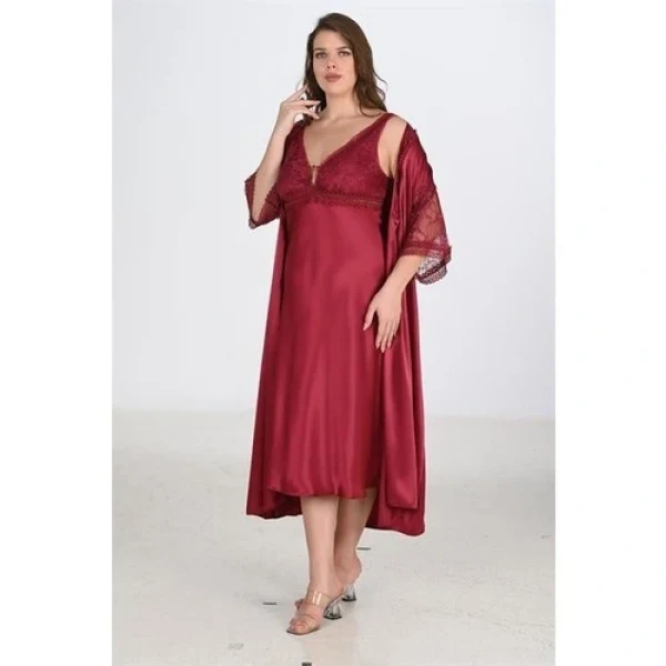 Arias Closet 2li Bordo Sabahlık Takımı Bigsize 6229
