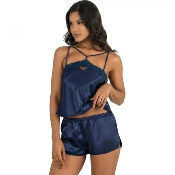 Arias Closet Lacivert Saten Şort Takımı