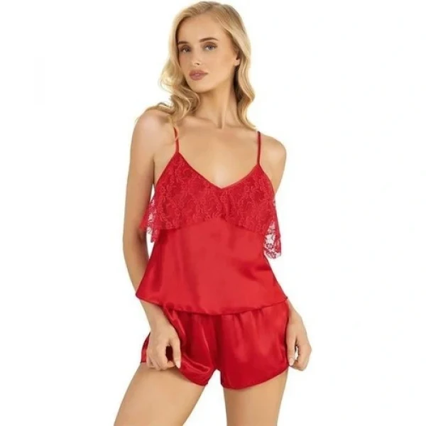 Arias Closet Kırmızı Saten Şort Takımı 9214