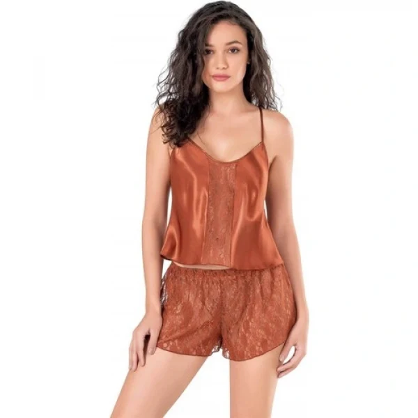 Arias Closet Tarçın Saten Babydoll Şort Takımı