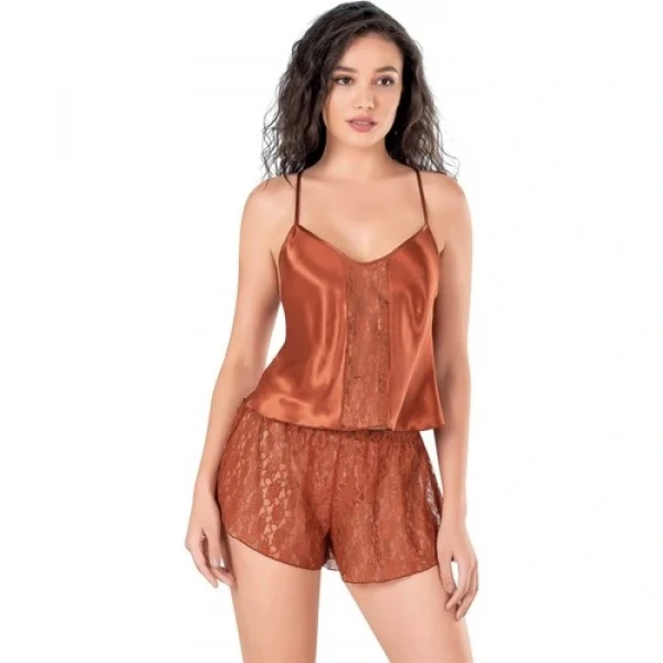 Arias Closet Tarçın Saten Babydoll Şort Takımı