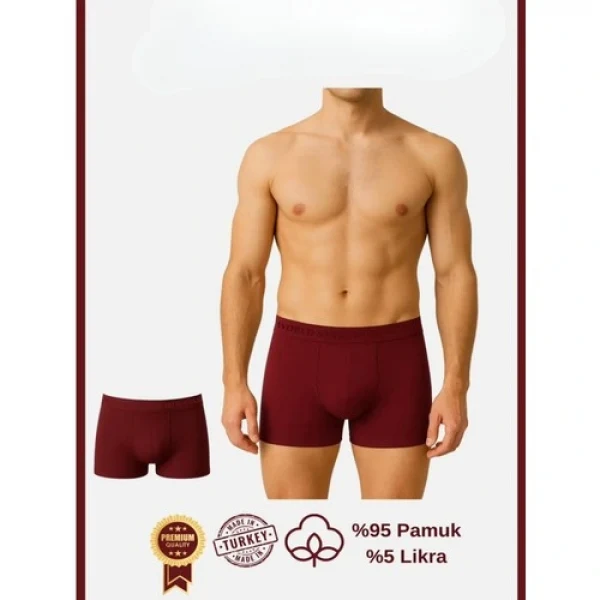 Arias Closet Pamuklu Düz Bordo Renk Erkek Boxer