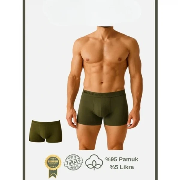 Arias Closet Pamuklu Düz Haki Renk Erkek Boxer