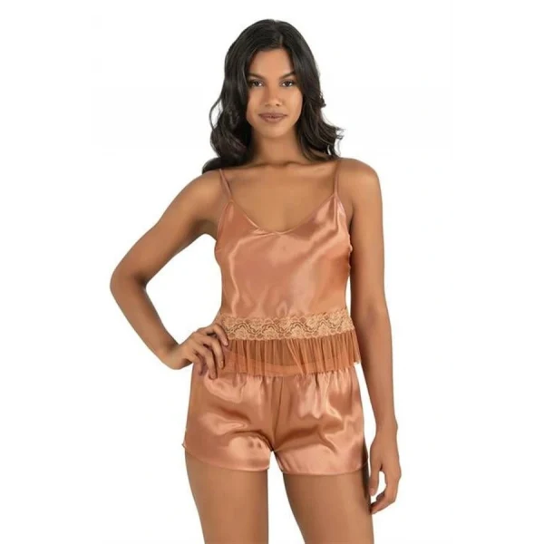 Arias Closet Bakır Saten Şort Takımı 9209