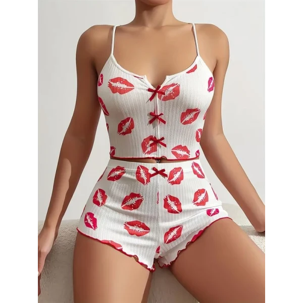 Arias Closet Dudak Desenli Şortlu Pijama Takımı