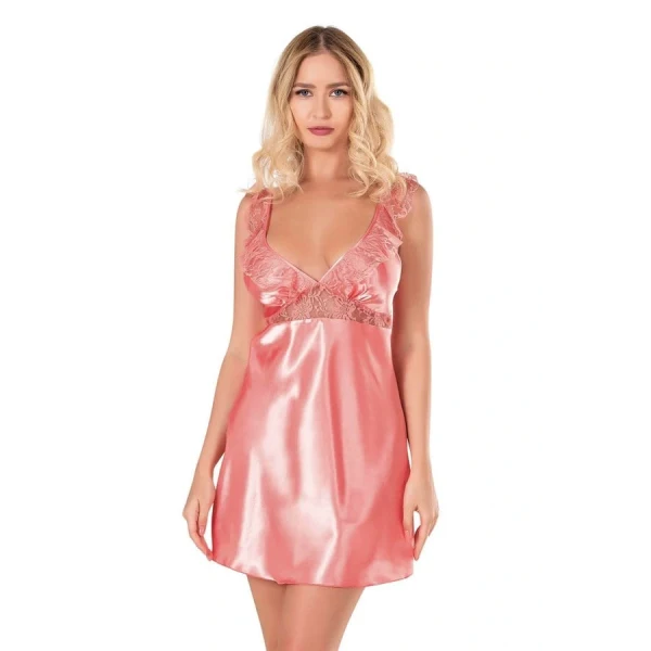 Arias Closet Mercan Kısa Saten Gecelik