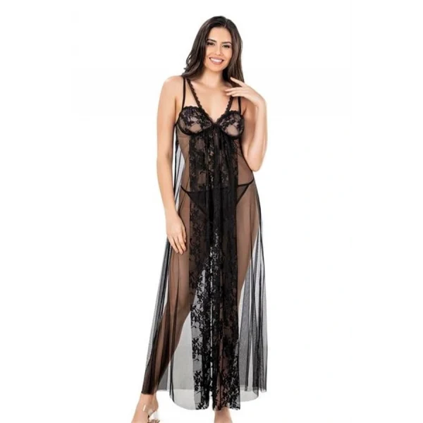 Arias Closet Siyah Kısa Tül Gecelik